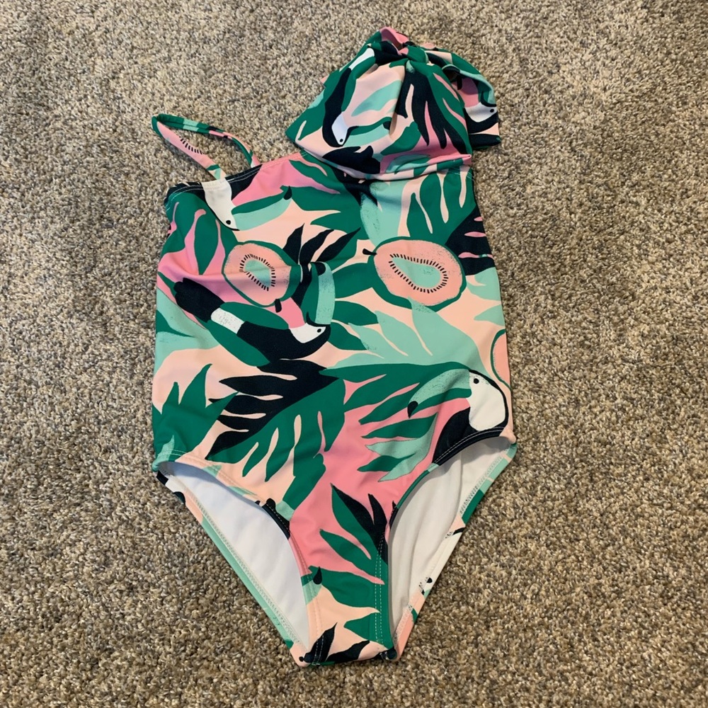 Janie and Jack Pink and Green Tropical One Piece